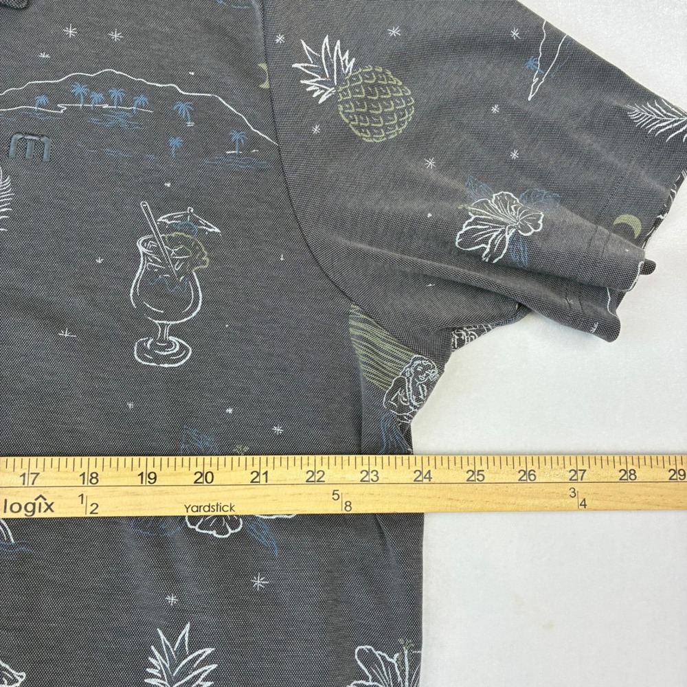 Travis Mathew Polo Shirt Mens XXL Gray Tropical Hula‎ Pineapple Aloha Golf Top - Picture 8 of 8